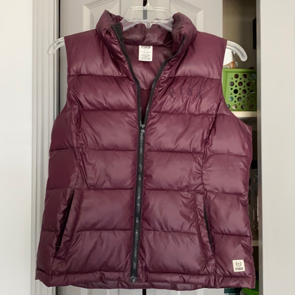 Burgundy Puffer Vest by PINK Medium NWOT